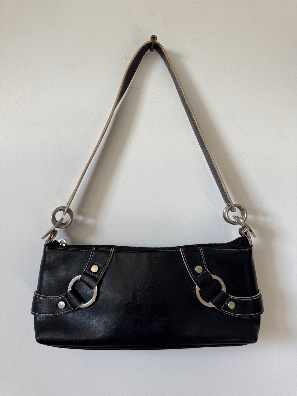 Vintage Shoulder Bag with Silver Hardware